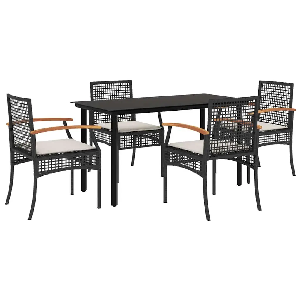5 Piece Outdoor Dining Set with Tempered Glass Top