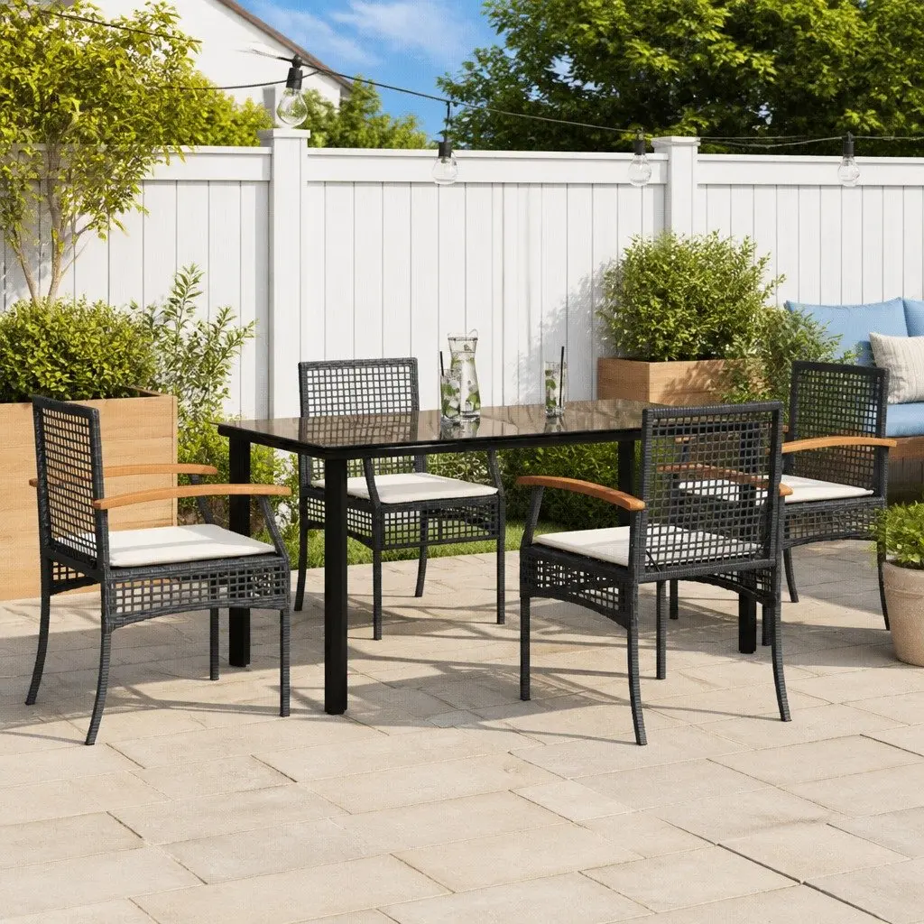 5 Piece Black Patio Dining Set