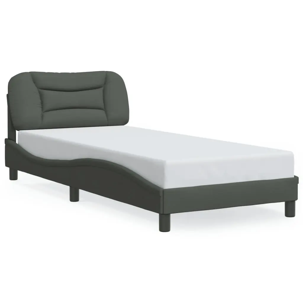 Bed Frame with LED Lights for Bedroom Dark Grey Fabric 90x190 cm