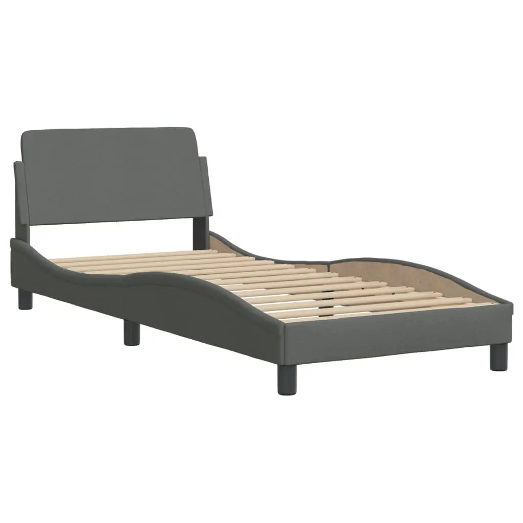 Bed Frame with LED Lights for Bedroom Dark Grey Fabric 90x190 cm
