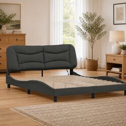 Queen Bed Frame Specifications: 152x203cm, Dark Grey, LED