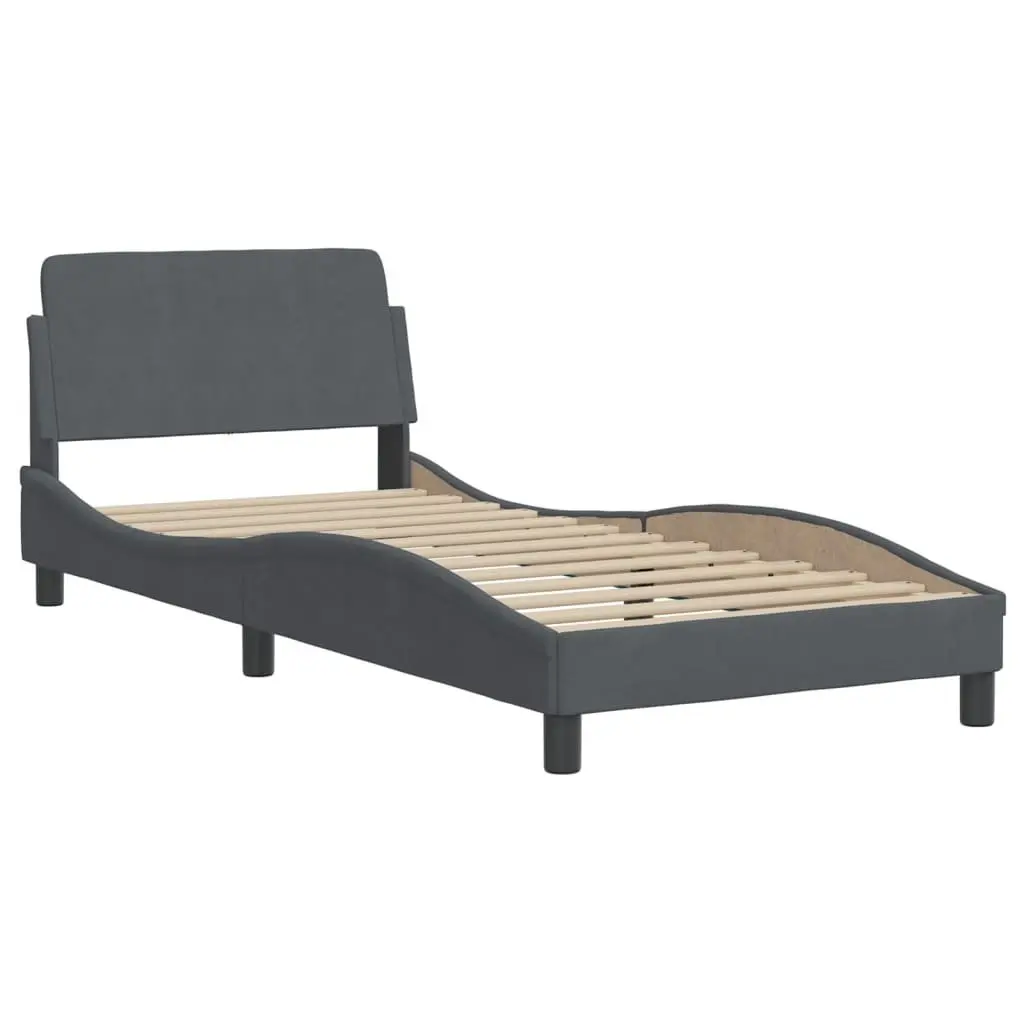Bed Frame with LED Lights for Bedroom Dark Grey Velvet 90x190 cm