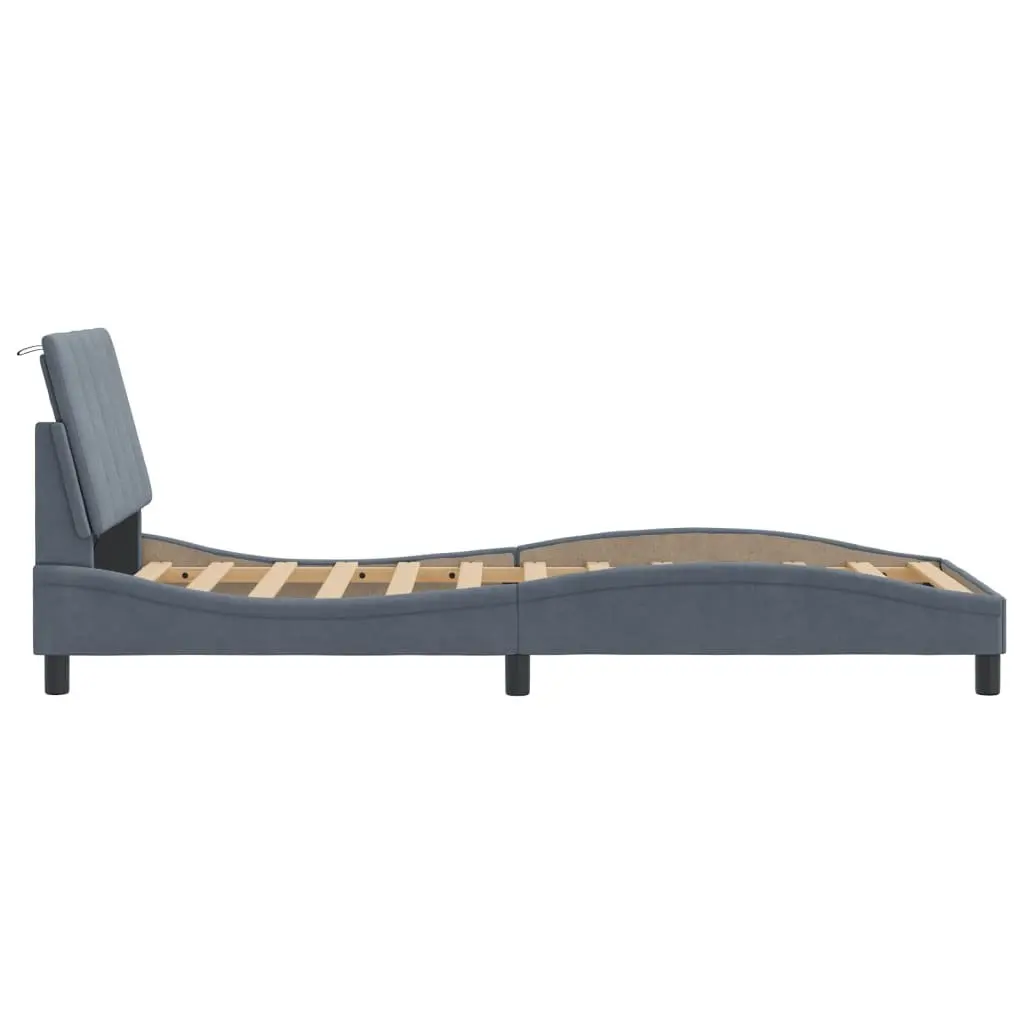 Bed Frame with LED Lights for Bedroom Dark Grey Velvet 90x190 cm