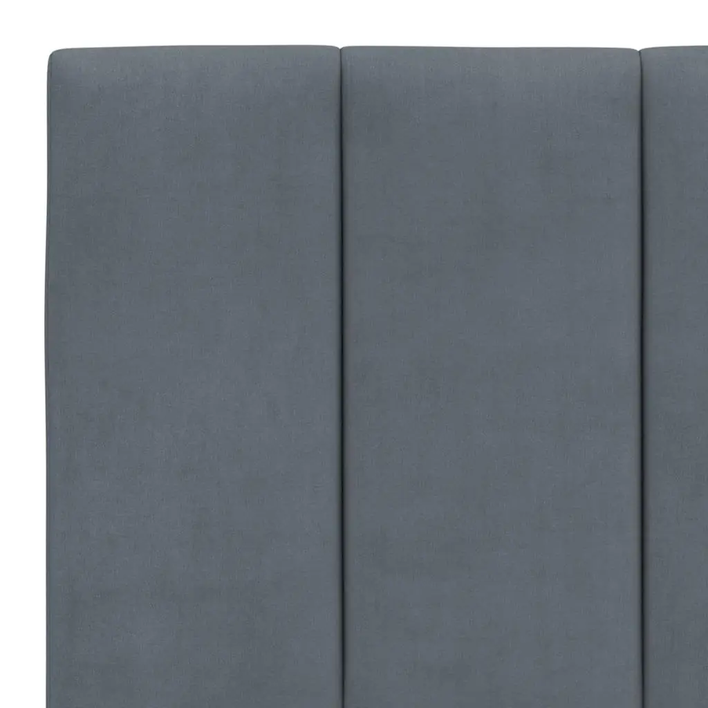 Queen Bed Frame LED Grey Velvet Headboard Plywood Slats Modern Bedroom Furniture