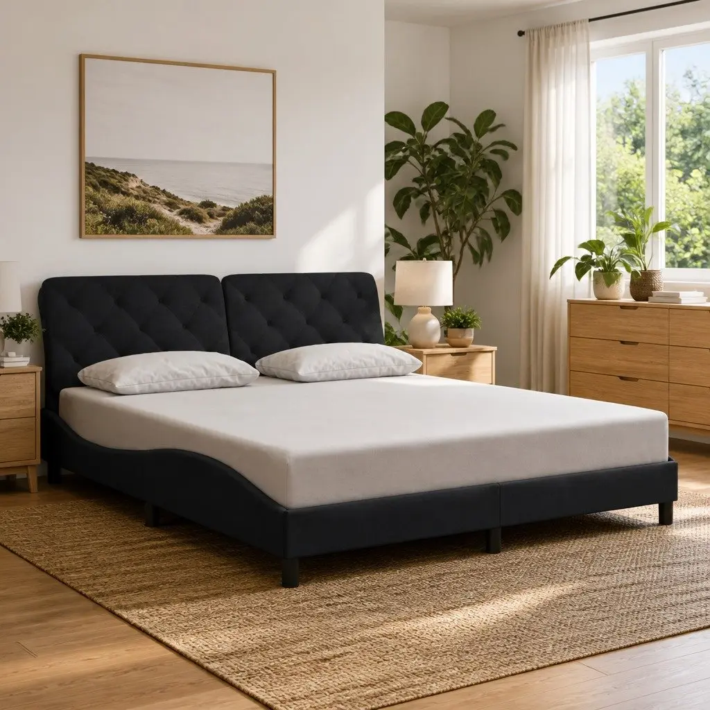 Bed Frame for Bedroom with LED Lights Black Velvet 180x200 cm