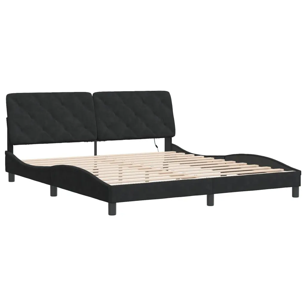 Bed Frame for Bedroom with LED Lights Black Velvet 180x200 cm