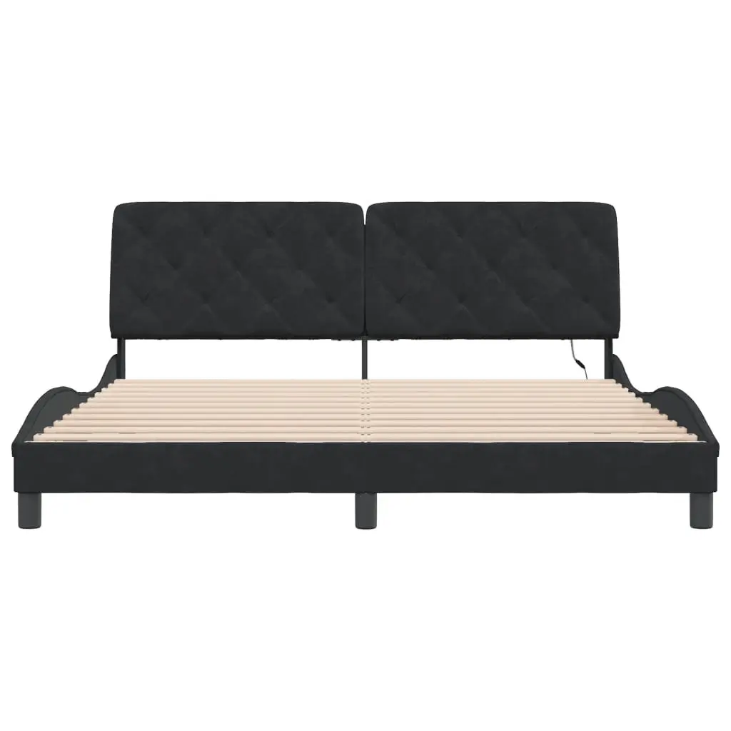 Bed Frame for Bedroom with LED Lights Black Velvet 180x200 cm