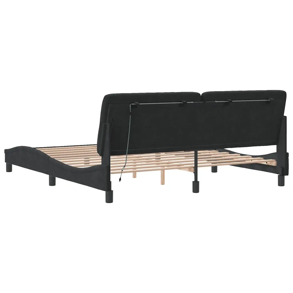 Bed Frame for Bedroom with LED Lights Black Velvet 180x200 cm