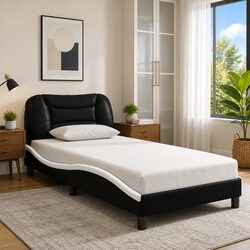 Black and White Bed Frame Dimensions: 90 x 190 cm
