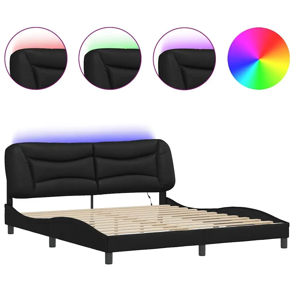 Bed Frame with LED Strip Lights for Bedroom 180x200cm