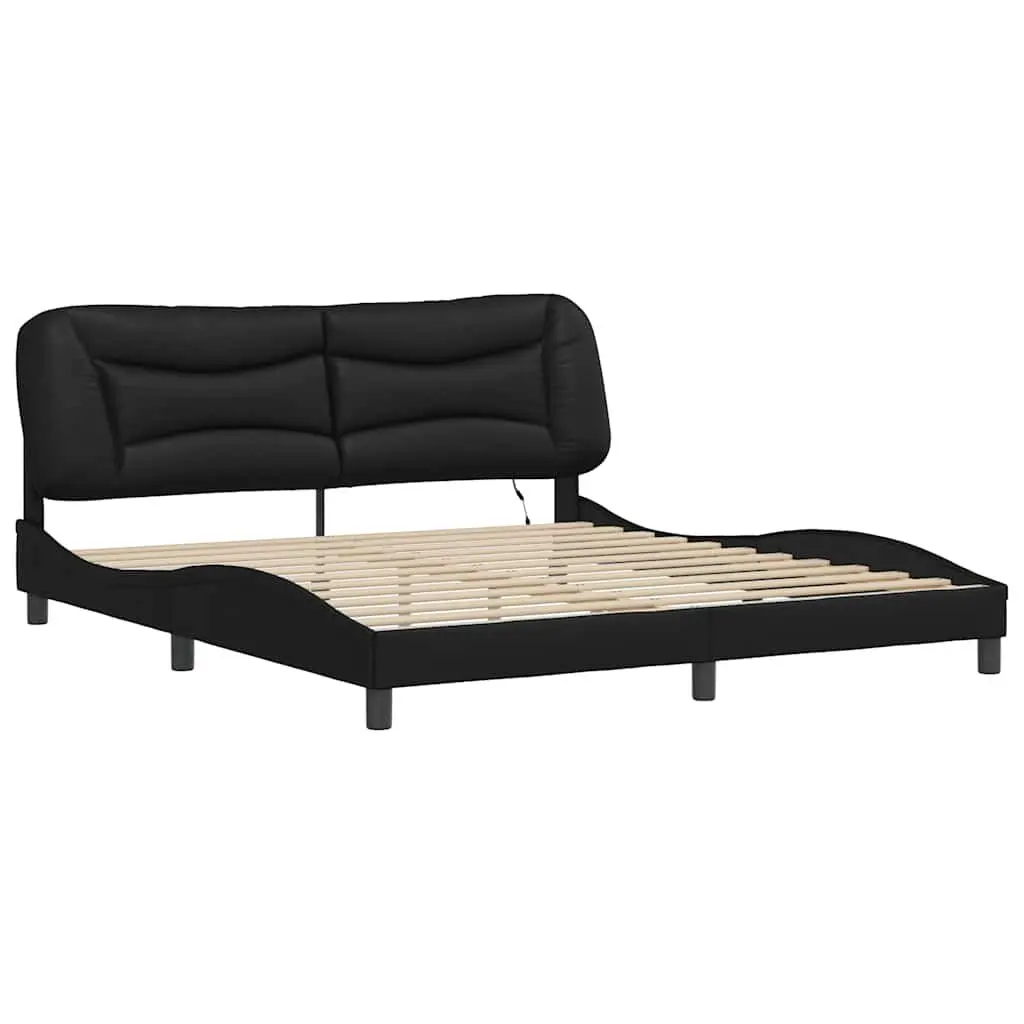 Bed Frame with LED Strip Lights for Bedroom 180x200cm