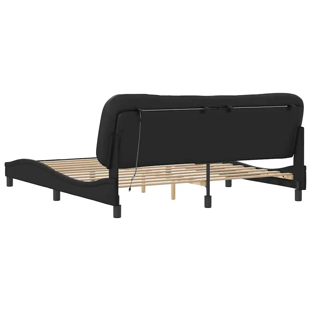 Bed Frame with LED Strip Lights for Bedroom 180x200cm