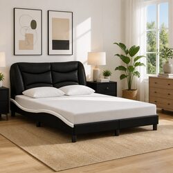 Bed Frame Dimensions 137x190 cm, Faux Leather with LEDs