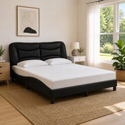 Faux Leather Bed Frame with LED Lights - 152x203 cm
