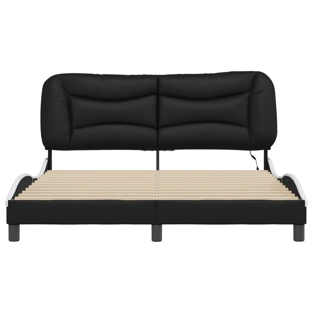 Bed Frame for Bedroom with LED Lights Black and White 152x203 cm