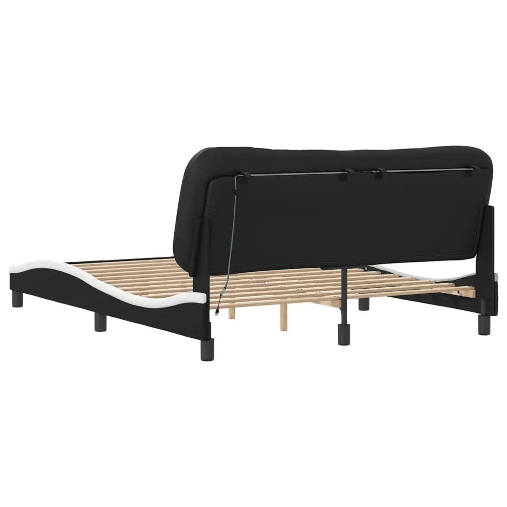 Bed Frame for Bedroom with LED Lights Black and White 152x203 cm