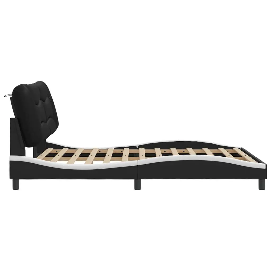 Bed Frame for Bedroom with LED Lights Black and White 152x203 cm
