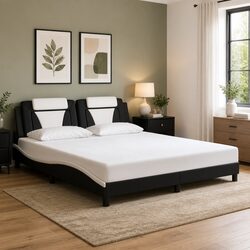 Bed Frame Specifications: LED Lights, Faux Leather, 180x200 cm