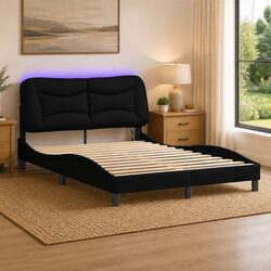Double Bed Frame: Dimensions 137x190 cm with LED Lights