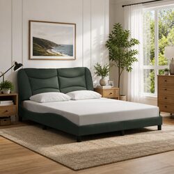 Queen Bed Frame with LED Lights - 152x203 cm - Black Fabric