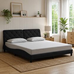 Black Velvet Bed Frame with LED Lights 180x200 cm