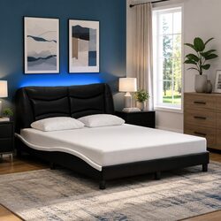 LED Bed Frame Dimensions 137x190cm in Black and White