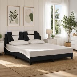 Bed Frame Specs: LED Lights and Faux Leather Headboard 152x203 cm