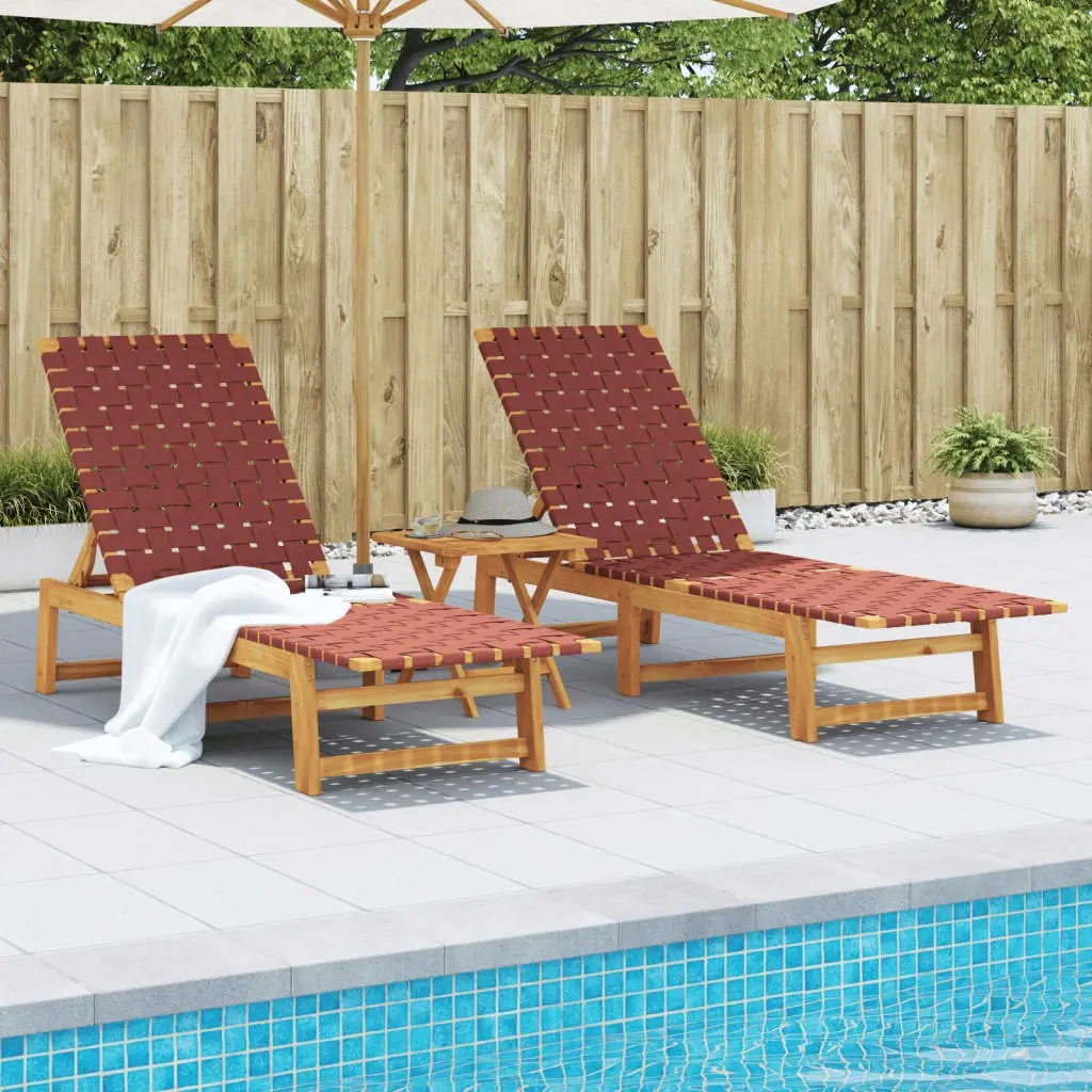 Red Outdoor Sun Loungers with Table