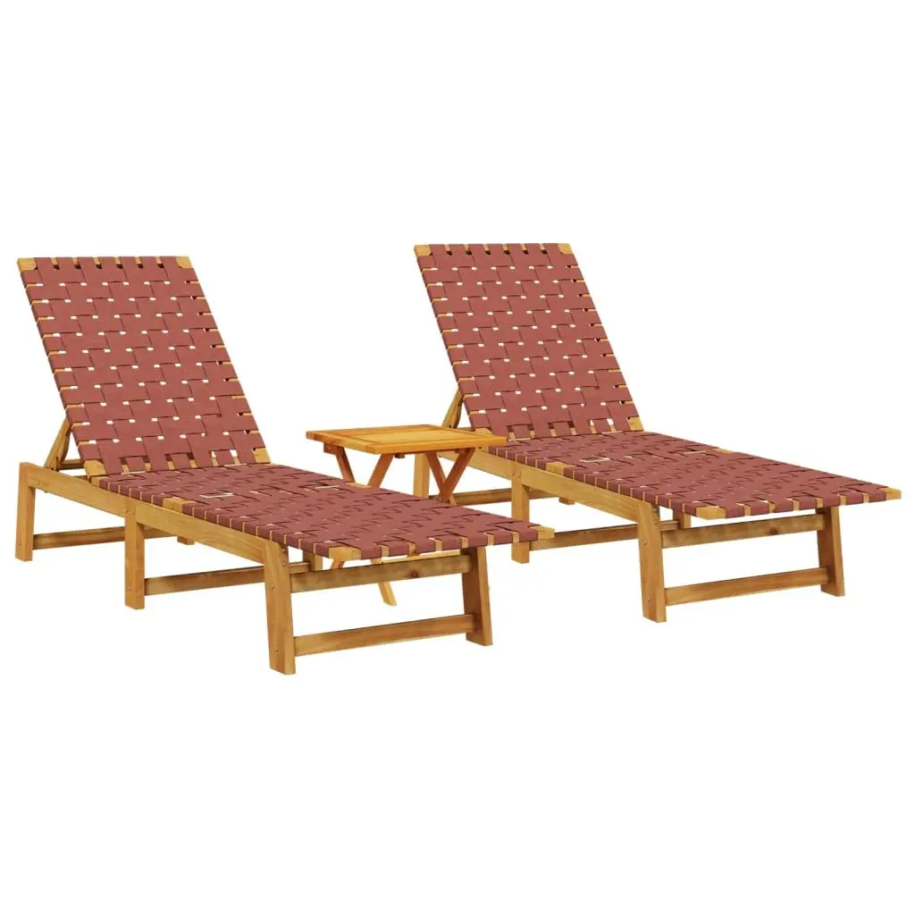 Red Outdoor Sun Loungers with Table