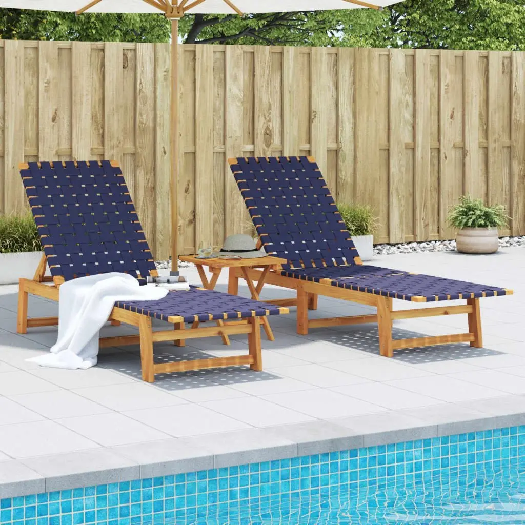 Dark Blue Outdoor Loungers with Table Set
