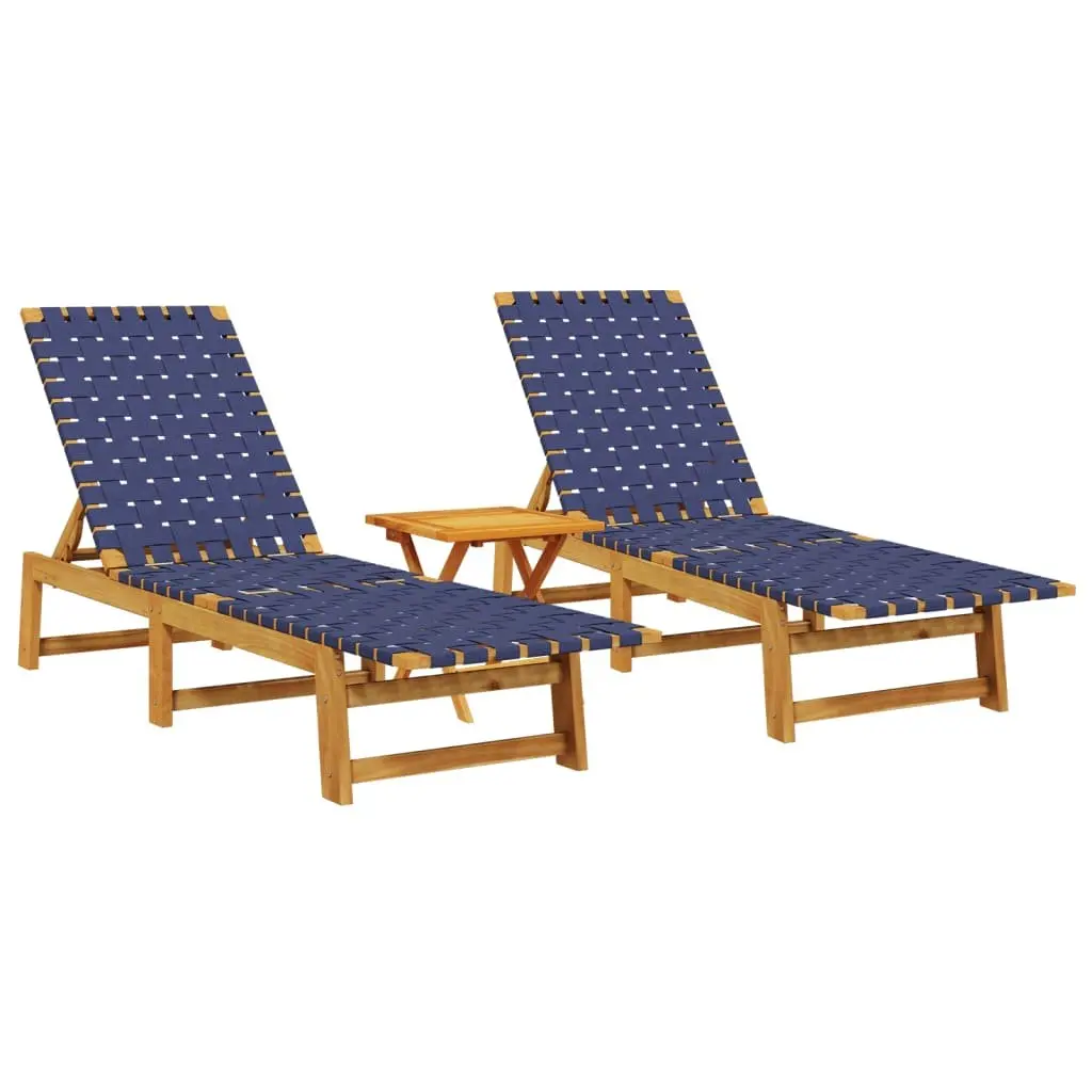 Dark Blue Outdoor Loungers with Table Set