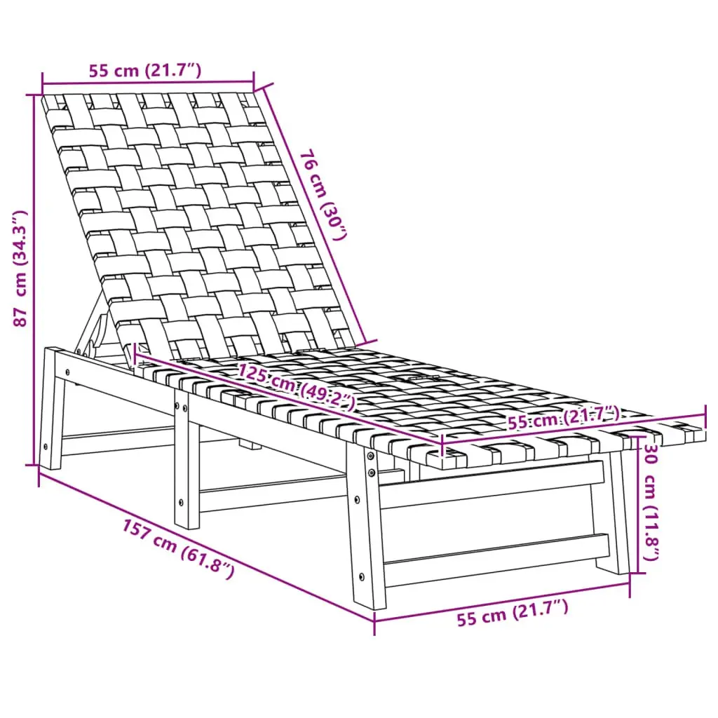 Dark Blue Outdoor Loungers with Table Set