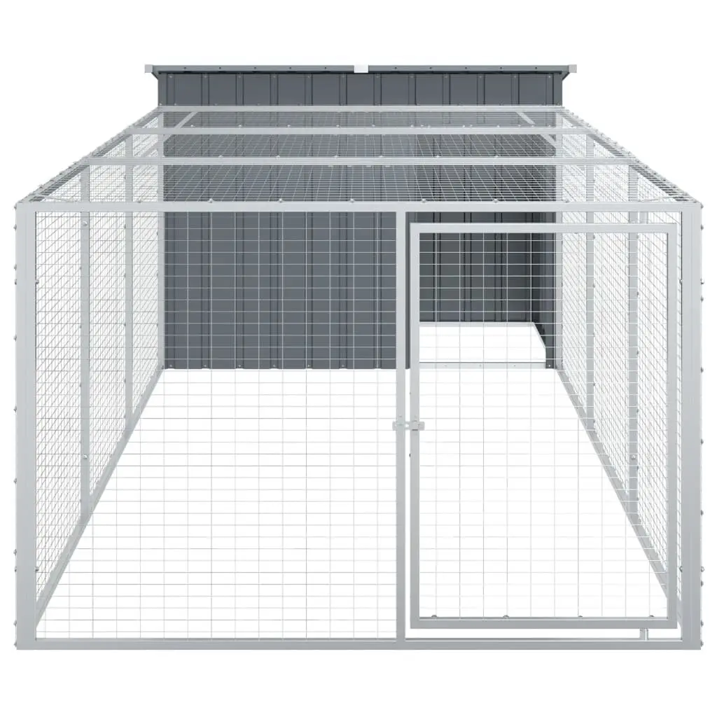 Galvanised Steel Outdoor Dog Kennel with Run Anthracite 153 x 396 x 110 cm
