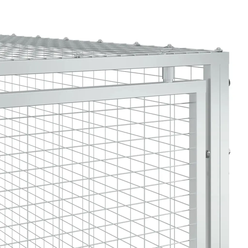 Dog House with Run Anthracite Galvanised Steel Outdoor Kennel Cage Mesh