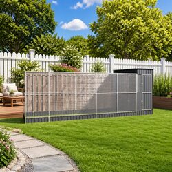 Large Silver Steel Aviary with Extension - 623x203x216cm