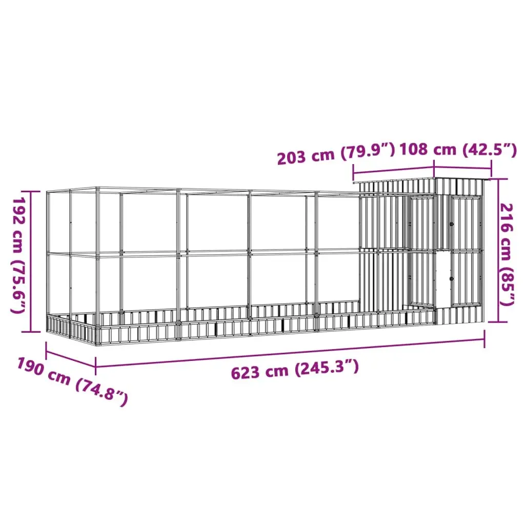 Large Steel Aviary for Birds Outdoor 623x203x216cm