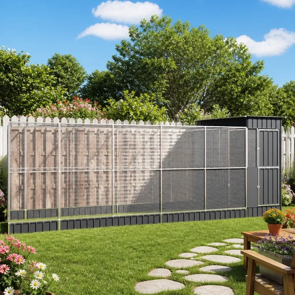 Large Bird Aviary with Extension Outdoor Galvanised Steel Mesh Cage for Parrots
