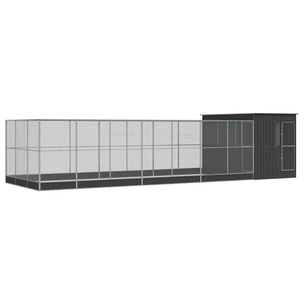 Large Bird Aviary with Extension Silver Steel Mesh Cage Outdoor Enclosure 911cm