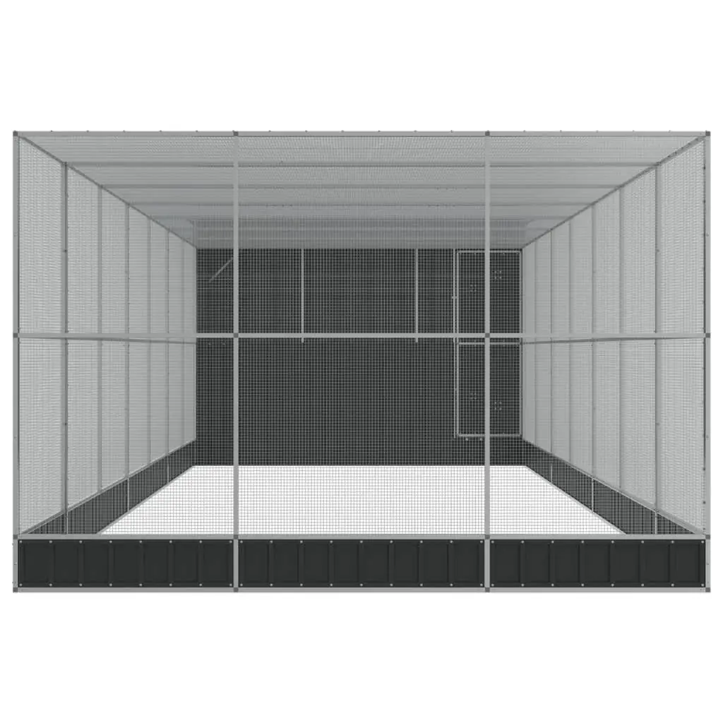Large Bird Aviary with Extension Silver Steel Mesh Cage Outdoor Enclosure 911cm