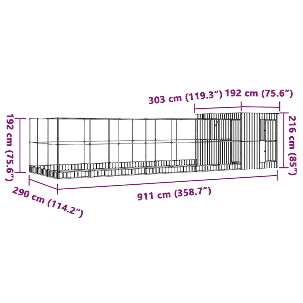 Large Bird Aviary with Extension Silver Steel Mesh Cage Outdoor Enclosure 911cm