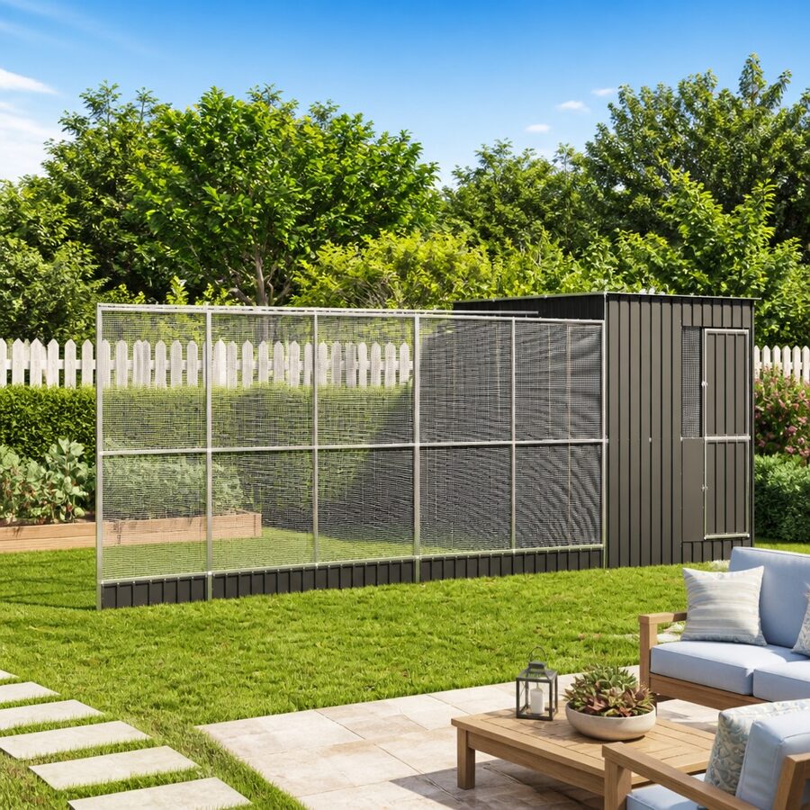 Large Outdoor Aviary with Extension: 1118 x 303 x 216 cm