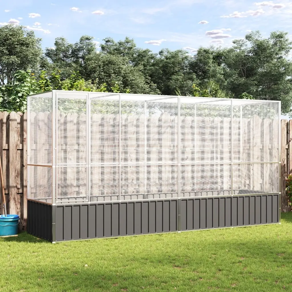 Bird Aviary with Extension Silver Galvanised Steel Mesh Cage Large Outdoor