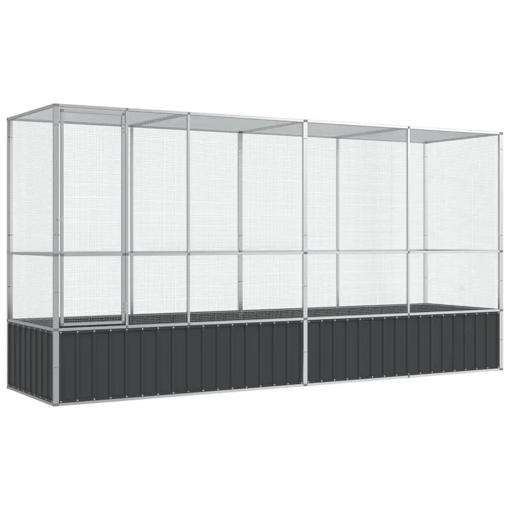 Bird Aviary with Extension Silver Galvanised Steel Mesh Cage Large Outdoor