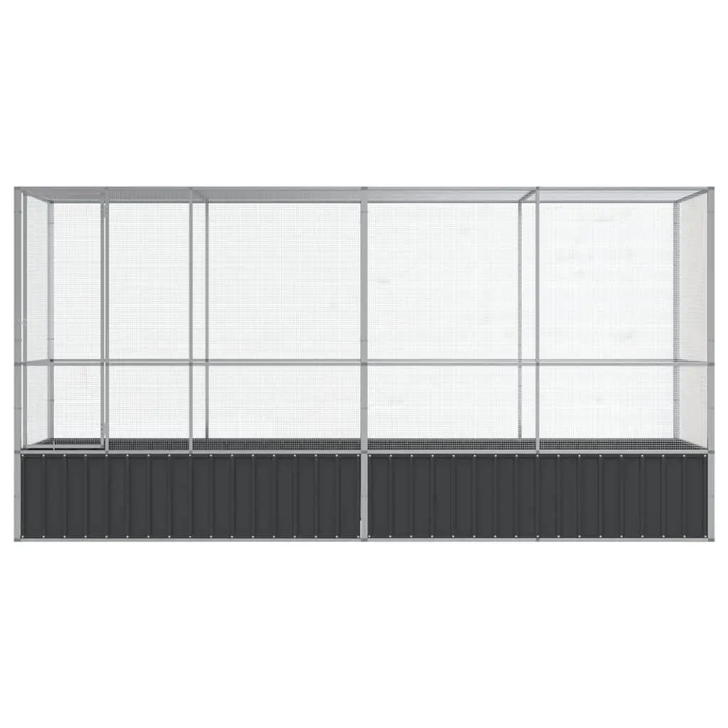 Bird Aviary with Extension Silver Galvanised Steel Mesh Cage Large Outdoor