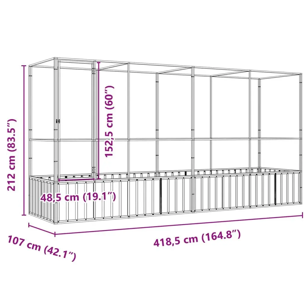 Bird Aviary with Extension Silver Galvanised Steel Mesh Cage Large Outdoor