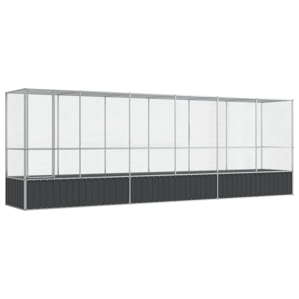 Bird Aviary with Extension Outdoor Flight Cage Large Silver 6265 x 107 x 212 cm