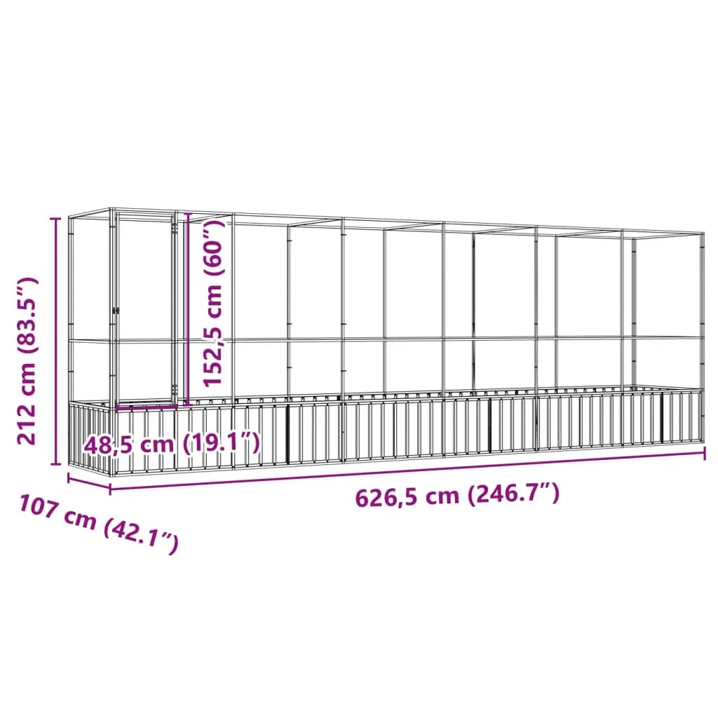 Bird Aviary with Extension Outdoor Flight Cage Large Silver 6265 x 107 x 212 cm