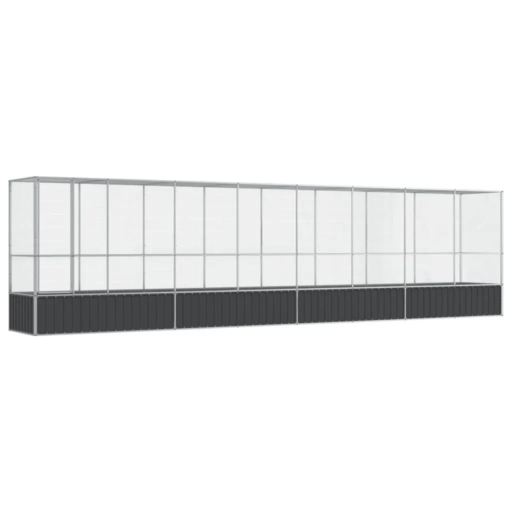 Large Bird Aviary with Extension Silver Steel Mesh Cage Outdoor Enclosure