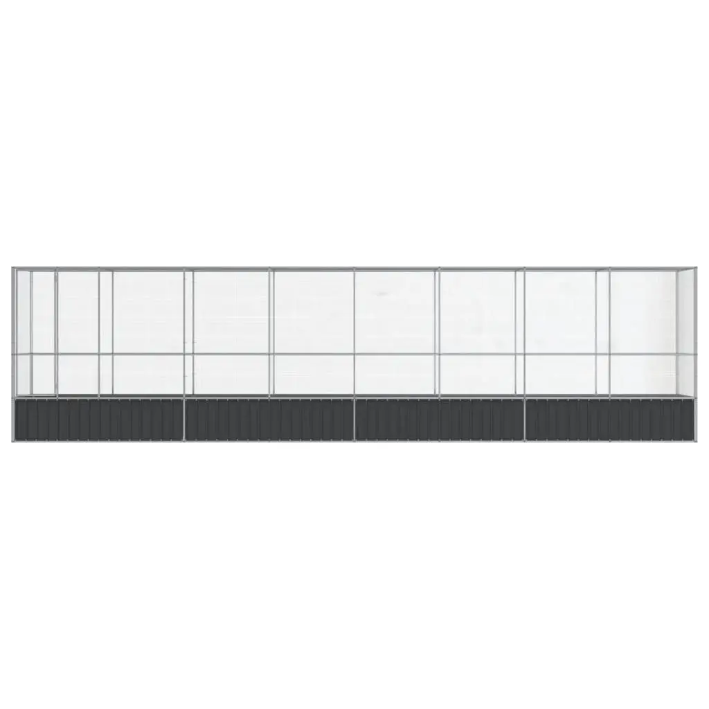 Large Bird Aviary with Extension Silver Steel Mesh Cage Outdoor Enclosure