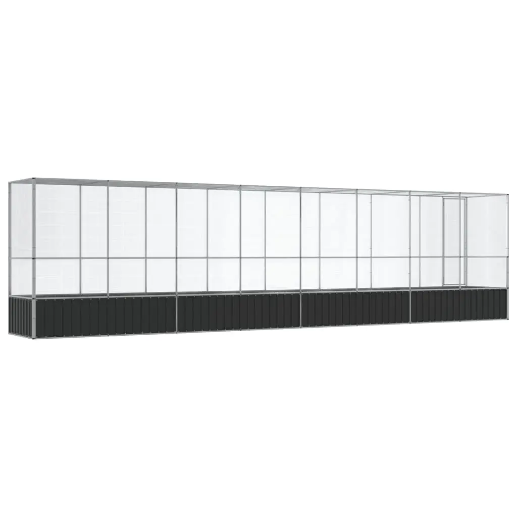 Large Bird Aviary with Extension Silver Steel Mesh Cage Outdoor Enclosure
